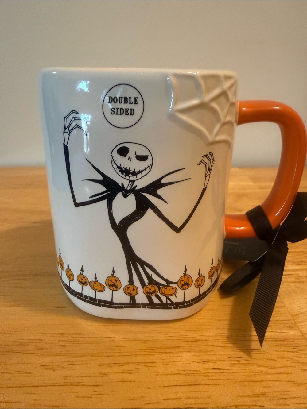 Rae Dunn Jack Skellington Ceramic Mug - White & Orange